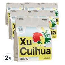슈추이화 프리미엄 카사바 고양이 모래 6L 식물성 응고형 먼지없음 Cassava 친환경 캣 리터, 2개, 2.5kg, 무향