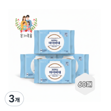마이비데 캡형 화장실물티슈 60매, 3개, 60개입