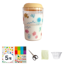 [솜씨당] 물전사지 기법 투명 텀블러 컵 꾸미기 DIY 키트 솜씨키트, 텀블러-키덜트도안, 5개, 500ml