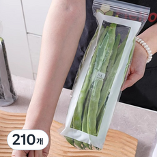 shuangxia 세로가 긴형 지퍼백 다용도 냉장고 야채 보관 롱 지퍼백 31cm, 대형(L), 210개, 1개입