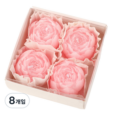 꽃캔들 장미꽃캔들 꽃모양 양초 장식용 초 선물 데이트용 소이캔들, 8개입, 핑크