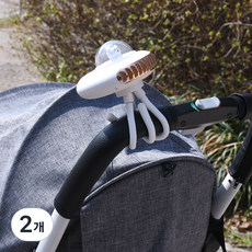 노바리빙 유모차 선풍기 휴대용 BLDC 저소음 문어발 거치대, 2개, 핑크