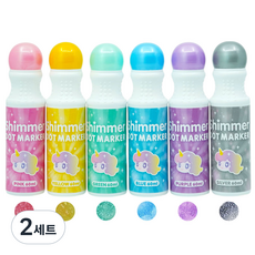 따블리에 반짝이 도트물감 미술놀이 유아물감 도트마카 360ml, 2세트, 6색