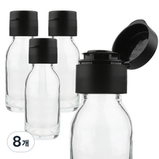 공병상회 OS미니소스60 투명 유리병 4P + 블랙캡 세트, 8개, 60ml
