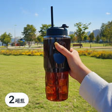 다이아 손잡이보틀 차량용 텀블러 아이스커피컵, 일반캡, 흰색, 2세트, 1세트