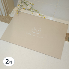 오홈 규조토 발매트 빨아쓰는 욕실매트, 베이지, 2개