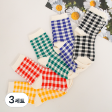 헤이루미 답례품 유치원 어린이 양말 포장백 선물 세트, 3세트, 미란다 체크(5색)+스티커12개