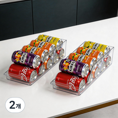 주방 냉장고 음료 정리 수납 트레이 수납함, 2개, 투명