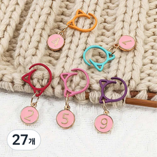 루베이 고양이 뜨개반지 니팅링 뜨개질도구 숫자 마커 변색 없음 매끈매끈 녹 방지 니트/ 코바늘 /수공, 핑크색, 27개