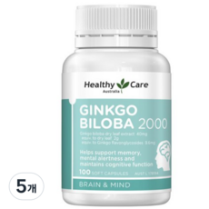 징코 빌로바 2000mg 헬시케어 정품, 5개, 100정