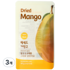 블루베라 헤세드 건망고 무설탕 슬라이스 망고 100%, 3개, 60g