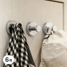 [2+1] 루시아이 무타공 흡착 스텐 후크 2colors, 실버, 6개