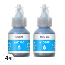 훼이머스신곡점 브라더 BTD100 호환용 무한잉크 DCP-T730DW/T536DW/T436W/T236/T830DW/MFC-T930DW/T935DW, 4개, 파랑