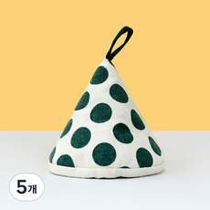 헤이까야 고깔 냄비손잡이 패브릭 주방장갑 냄비 뚜껑 꼬깔미니손잡이, 도트-그린, 5개