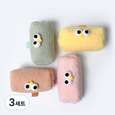 star starred 뽀글이 빅아이 자수 파우치 필통 펜케이스, 3세트, 밀키 민트 2개입