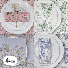 오릴리 파티 플라워 디자인 종이 냅킨 1탄, 프렌치 블루가든, 4세트, 20개입, 33cm