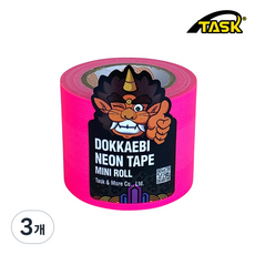 도깨비 수출용(국내산) 개퍼테이프 무광 형광 면테이프 미니롤 F'PINK 50mmX5m, 3개