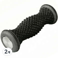 라이언문 족저근막염 마사지 발바닥 지압 종아리 돌돌이 발 마사지기 풋 롤러, 블랙, 2개