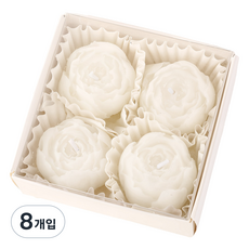 꽃캔들 장미꽃캔들 꽃모양 양초 장식용 초 선물 데이트용 소이캔들, 8개입, 화이트