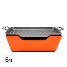 온키친 양갈비 직사각 가정용 미니화로 고기불판, 6개, 22.5x15.5x1.8cm