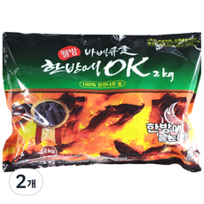 한방에OK 간편점화 착화숯 캠핑 숯불 바베큐 구이용 번개탄 대용, 2kg, 2개