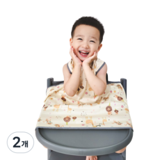 벨베이비 식탁일체형 방수 턱받이 나시 부분커버, (리뉴얼)옐로우 애니멀, 2개, 1개입