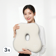 오운 메모리폼 무하중 도넛 방석, 3개, 베이지