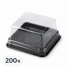 고이담100P 세트 투명 사각 화과자 월병 떡 두쫀쿠 포장 용기 PET 케이스, 200개, 사각 대형 블랙