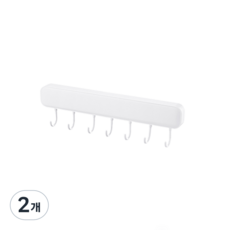 주방 후크 이동식 연속 후크 주방 정리 선반 무공 설치 후크 행거 문뒤 욕실 세면대 수납용, 2개, 하양