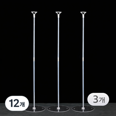 브로키 풍선 받침대 꽂이 스탠드 세트, 12개, 투명