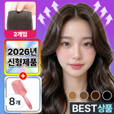 에어릴리 리얼핏 옆머리 볼륨 가발 헤어피스 여성, 8개, 다크브라운 10cm
