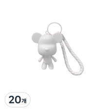 클로이영 푸어링 무지 베어브릭 키링 만들기 diy, 6.5cm 가죽끈 대두 곰(팔 다리 움직임가능), 20개, 화이트