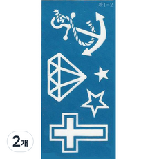 재사용 가능한 지워지는 셀프 헤나타투 도안 A-13~24, 2개, A-17