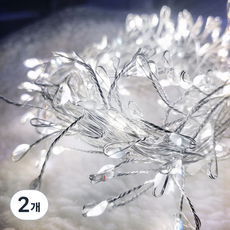 아리조명 LED 미리내 와이어 지네 전구 크리스마스 장식 줄 조명 6M 15M, 실버코팅_백색, 2개, 200구 (6M)