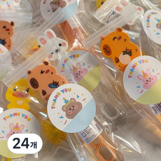 [주랑이네] 동물친구들 비눗방울 구디백 답례품 선물세트, 땡큐스티커, 24개