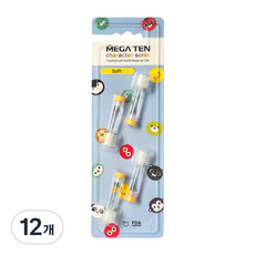 [메가텐 리필] 키즈 캐릭터소닉 음파진동 칫솔 리필 소프트 4P, 12개, 리필 헤드 1P