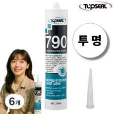 탑씰 외장용 790 렉산 외부용 투명 실리콘 실란트 노즐포함 270ml, 6개