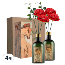 라플로리아 꽃 디퓨저, 4개, 500ml, S6.다시한번힘내요향/B9.미니모란-L12/레드