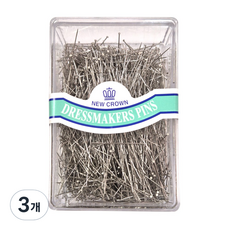 NEW CROWN 뉴크라운 대용량 시침핀 진주시침핀 볼 시침핀 진주핀 칼라핀 실크핀 Large case, 실크핀(머리x)(대용량), 3개
