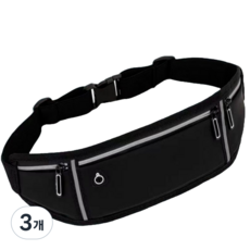 GYM BAG 초경량 고급형 방수 러닝 벨트 블랙, BLACK, 3개