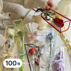 한송이 포장지 꽃다발 opp포장, 100개, 컬러라인 옐로우