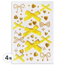 다락301 스티커 페이스 반짝이 페스티벌 파티 워터밤 메이크업 큐빅 얼굴스티커, 4개, 18 노랑리본