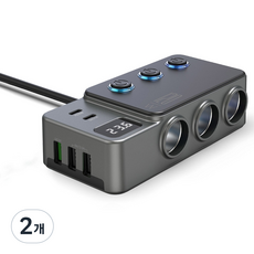 SUNRIVER 차량용 시거잭 1구에서 시거잭 변환기GC06 시거잭 PD두개 USB 새개 120W, 3구, 2개