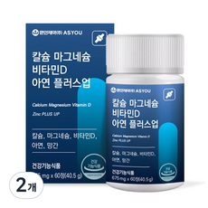 애즈유 환인제약 칼슘 마그네슘 비타민D 아연 플러스업 40.5g, 60정, 2개