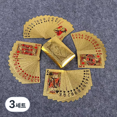 다이아몬드 포커 홀덤 럭셔리 트럼프 카드 유니크 스타일, 3세트, 골드 로즈 패턴
