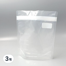 눈금 스탠드 투명 육수 저장 소분 지퍼백, 특대(XL), 3개, 60개입, 200X230X40