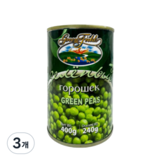 러시아 그린필즈 완두콩 통조림 캔 GreenFields, 3개, 400g
