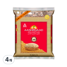 Atta AASHIRVAAD Fresh Whole Wheat Chakki Flour / 아쉬르바드 착키 프레시 밀가루, 4개, 5kg