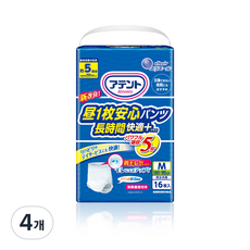 아텐토 장시간 쾌적 팬티형 성인용 기저귀 5회 흡수, 16개입, 4개, 중형