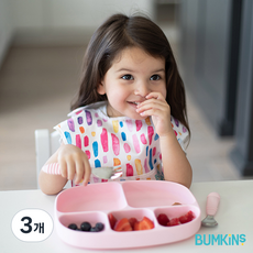 범킨스 자기주도 이유식 유아 흡착식판 5구, 핑크, 3개, 단품